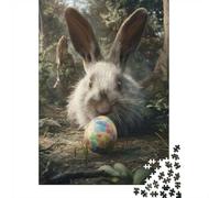 1000 Piece Jigsaw Puzzle, Easter Bunny with Painted Egg in Forest, 70x50cm/1000pcs, for Adults, Gift for Puzzle Lovers, Family Activity And Time at Home