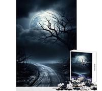 1000 Piece Jigsaw Puzzle Eerie Moonlight Road Puzzle For Teenagers Pattern Assembly Train Your Brain And Hands Gifts for Friends And Family (38x52cm)