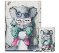 1000-Piece Jigsaw Puzzle Elephant Go Toilet Impossible Jigsaw Puzzles for Adults Family Interactive Game, Craft Gift with Colorful Artwork 50x75CM/19.68x29.52inch