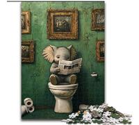 1000 Piece Jigsaw Puzzle Elephant Go Toilet Wooden Jigsaw Puzzles for Adults Colourful, Fun, Challenging & Brainteasing (Size 50x75 cm)
