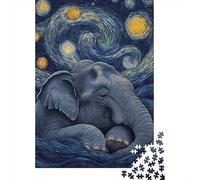 1000 Piece Jigsaw Puzzle, Elephant Under Starry Night, 70x50cm/1000pcs, for Adults, Winter Indoor Activity, Weekend Downtime And Time at Home