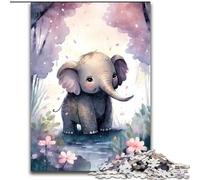 1000 Piece Jigsaw Puzzle Elephant Watercolor Puzzle Made of Wood,Family Interactive Game, Brain Teaser Gift, Educational Toy 1000pcs(50x75cm)