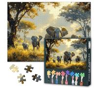1000 Piece Jigsaw Puzzle, Elephants Adult Puzzles, Jigsaw Puzzle 1000 Pieces for Adults Elephants Walking Through Tall Grass, Puzzles for Adults 1000 Pieces Finished Size 19.5 x 27.5 Inch