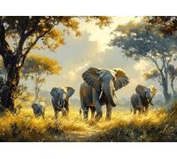 1000 Piece Jigsaw Puzzle, Elephants Adult Puzzles, Jigsaw Puzzle 1000 Pieces for Adults Elephants Walking Through Tall Grass, Puzzles for Adults 1000 Pieces Finished Size 50x70 cm