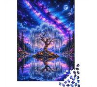 1000 Piece Jigsaw Puzzle, Enchanted Willow Tree by Starlit Lake, 70x50cm/1000pcs, for Adults, Gift for Puzzle Lovers, Family Activity And Quiet Weekends