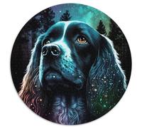 1000 Piece Jigsaw Puzzle English Cocker Spaniels Round Jigsaw Puzzles 1000 Pieces for Adults Perfect for Family Fun, Party Games, Birthday Party Favors 1000pcs (67.5x67.5cm)