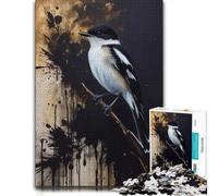 1000 Piece Jigsaw Puzzle, European pied flycatcher Bird on Branch