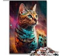 1000-Piece Jigsaw Puzzle Fantasy Bengal Cat 1000Pc Adults Jigsaw Puzzle Challenging DIY Art for Enthusiasts, for Relaxation (Szie 26x38 cm)