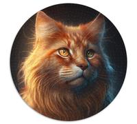 1000-Piece Jigsaw Puzzle Fantasy Cat Round JigsawPuzzle 1000 Pieces for Adults Interactive Family Game, Brain Challenge, Educational Toy 67.5x67.5cm