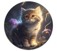 1000-Piece Jigsaw Puzzle Fantasy Cat Round JigsawPuzzle 1000 Pieces for Adults Interactive Family Game, Brain Challenge, Educational Toy 67.5x67.5cm
