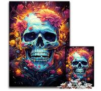 1000 Piece Jigsaw Puzzle Fantasy Colorful Skull Wooden Jigsaw Puzzles for Adults Fun at Home Activities Birthday Present Travel Gifts 1000 PCS(75x50cm)
