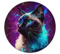 1000-Piece Jigsaw Puzzle Fantasy Siamese Cat Cardboard Puzzles Home Decor Brain Teaser Game for Teenagers & Family Interaction 67.5x67.5cm