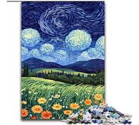 1000 Piece Jigsaw Puzzle Fields Under The Night Sky 1000Pc Adults Jigsaw Puzzle Family Interaction & Fun Gift, Vibrant Abstract Design 50X75CM