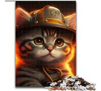 1000-Piece Jigsaw Puzzle Firefighter Cat Jigsaw Puzzles 1000 Pieces for Adults Home Wall Decor & Family Game Gift size : 38x26cm