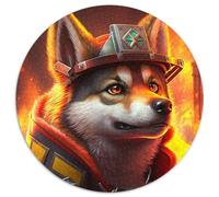 1000 Piece Jigsaw Puzzle Firefighter Wolf Round Paper Jigsaw Puzzles Toys Gift Educational Intellectual Decompressing Fun Family Game (Size 67.5x67.5cm)