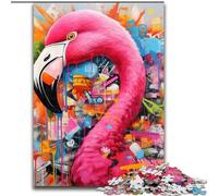 1000-Piece Jigsaw Puzzle Flamingo Graffiti 1000 Pieces Puzzle Gifts Christmas Halloween Mother's Day New Year Easter Gift (Szie 26x38cm)