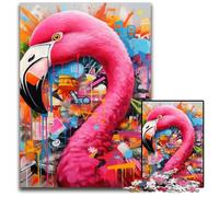 1000 Piece Jigsaw Puzzle Flamingo Graffiti Wooden Jigsaw Puzzles for Adults Brain Challenge Gift, Educational Activity for Teenagers 50x75CM/19.68x29.52inch