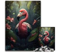 1000 Piece Jigsaw Puzzle Flamingo in Jungle Style Puzzles for Adults Interactive Family Game DIY Home Decor Brain Teaser Gift 1000 PCS(38x26cm)