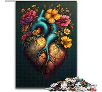 1000 Piece Jigsaw Puzzle Floral Heart Puzzles for Adults 50X75CM Fun at Home Activities, Birthday Present, Travel Gifts