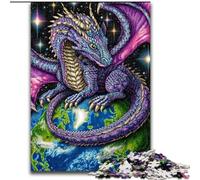 1000 Piece Jigsaw Puzzle Flying Dragon Standing on Earth Jigsaw Puzzles 26X38CM Challenging DIY Brain Teaser, Perfect Family Game Or Decorative Gift