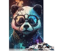 1000 Piece Jigsaw Puzzle for Adult Cosmic Panda with Glasses Jigsaw Puzzles Family Game Wooden Jigsaw 1000pcs (75x50cm)