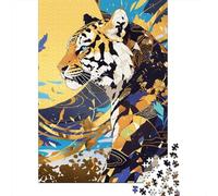 1000 Piece Jigsaw Puzzle for Adults, 38x26cm/1000pcs, Abstract Tiger Art with Geometric Patterns, Screen-Free Activity And Cosy Winter Evenings