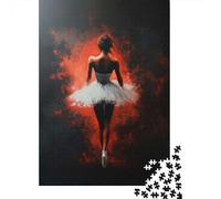 1000 Piece Jigsaw Puzzle for Adults, 38x26cm/1000pcs, Ballet Dancer in Red Ballet Passion in Shadows, Gift for Puzzle Lovers, Winter Home Activity And Evening Downtime