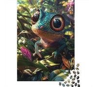 1000 Piece Jigsaw Puzzle for Adults, 38x26cm/1000pcs, Cute Chameleon in Jungle, Shared Puzzle Activity, Weekend Leisure And Friends And Family