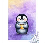 1000 Piece Jigsaw Puzzle for Adults, 38x26cm/1000pcs, Cute Penguin with Coffee, Festive Gift Idea, Screen-Free Activity And Cosy Winter Evenings