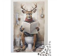 1000 Piece Jigsaw Puzzle for Adults, 38x26cm/1000pcs, Deer Reading The Paper, Shared Puzzle Activity, Quiet Home Time And Friends And Family