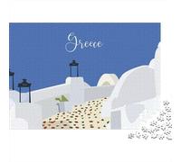 1000 Piece Jigsaw Puzzle for Adults, 38x26cm/1000pcs, Greece Illustration, Shared Puzzle Activity, Quiet Home Time And Friends And Family