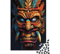 1000 Piece Jigsaw Puzzle for Adults, 38x26cm/1000pcs, Indigenous Tribe Tiki Mask, Gift for Puzzle Lovers, Winter Home Activity And Time at Home