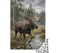 1000 Piece Jigsaw Puzzle for Adults, 38x26cm/1000pcs, Moose in The Rain, Winter Indoor Activity, Quiet Evening Leisure And Time at Home
