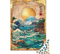 1000 Piece Jigsaw Puzzle for Adults, 38x26cm/1000pcs, Mount Fuji And The Great Wave, Puzzle Lover Present, Relaxing Indoor Activity And Time at Home