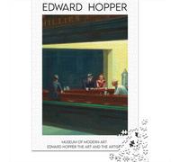 1000 Piece Jigsaw Puzzle for Adults, 38x26cm/1000pcs, Nighthawks by Edward Hopper, Idea, Family Activity And Cosy Winter Evenings