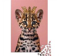 1000 Piece Jigsaw Puzzle for Adults, 38x26cm/1000pcs, Ocelot Pastel Crown, Festive Gift Idea, Relaxing Home Activity And Family Time at Home