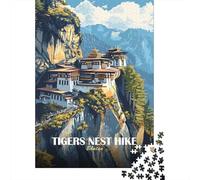1000 Piece Jigsaw Puzzle for Adults, 38x26cm/1000pcs, Tigers Nest Hike, Bhutan, Shared Puzzle Activity, Quiet Home Time And Couples And Families