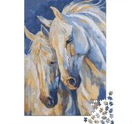 1000 Piece Jigsaw Puzzle for Adults, 38x26cm/1000pcs, Two Horses Painting, Shared Puzzle Activity, Quiet Home Time And Couples And Families
