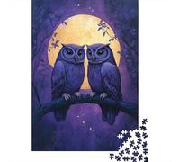 1000 Piece Jigsaw Puzzle for Adults, 38x26cm/1000pcs, Two Owls Under The Moonlight, Winter Indoor Activity, Quiet Evening Leisure And Cosy Evenings