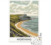 1000 Piece Jigsaw Puzzle for Adults, 38x26cm/1000pcs, Worthing Beach Landscape, Gift for Puzzle Lovers, Family Activity And Evening Downtime