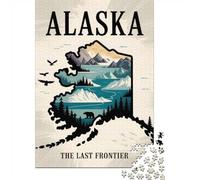 1000 Piece Jigsaw Puzzle for Adults, 52x38cm/1000pcs, Alaska︰ The Last Frontier Travel Poster, Shared Puzzle Activity, Time Around The Table And Time Together