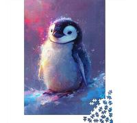 1000 Piece Jigsaw Puzzle for Adults, 52x38cm/1000pcs, Baby Emperor Penguin Art Print, Shared Puzzle Activity, Time Around The Table And Time Together