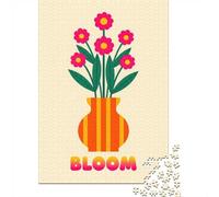 1000 Piece Jigsaw Puzzle for Adults, 52x38cm/1000pcs, Bloom Flowers in Striped Vase, Gift for Puzzle Lovers, Winter Home Activity And Time at Home