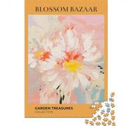 1000 Piece Jigsaw Puzzle for Adults, 52x38cm/1000pcs, Blossom Bazaar Garden Treasures ｜ ｜ White & Blush Flower Watercolor Wall Art, Screen-Free Winter Activity, Home Relaxation And Cosy Evenings