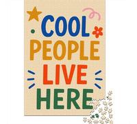 1000 Piece Jigsaw Puzzle for Adults, 52x38cm/1000pcs, Cool People Live Here Typography Art, Shared Puzzle Activity, Quiet Home Time And Couples And Families