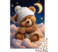 1000 Piece Jigsaw Puzzle for Adults, 52x38cm/1000pcs, Cozy Teddy Bear Night Sky, Shared Puzzle Activity, Time Around The Table And Time Together