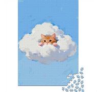 1000 Piece Jigsaw Puzzle for Adults, 52x38cm/1000pcs, Cute Cat Peeking from A Cloud, Shared Puzzle Activity, Quiet Home Time And Friends And Family