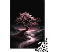 1000 Piece Jigsaw Puzzle for Adults, 52x38cm/1000pcs, Enchanted Cherry Blossom Tree by River, Relaxing Winter Hobby, Home Relaxation And Cold-Weather Weekends