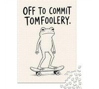 1000 Piece Jigsaw Puzzle for Adults, 52x38cm/1000pcs, Frog on A Skateboard Illustration, Thoughtful Gift Idea, Winter Home Activity And Time at Home