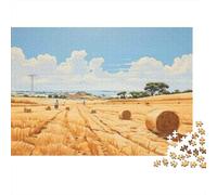 1000 Piece Jigsaw Puzzle for Adults, 52x38cm/1000pcs, Hay Bales in Field, Shared Puzzle Activity, Quiet Home Time And Friends And Family